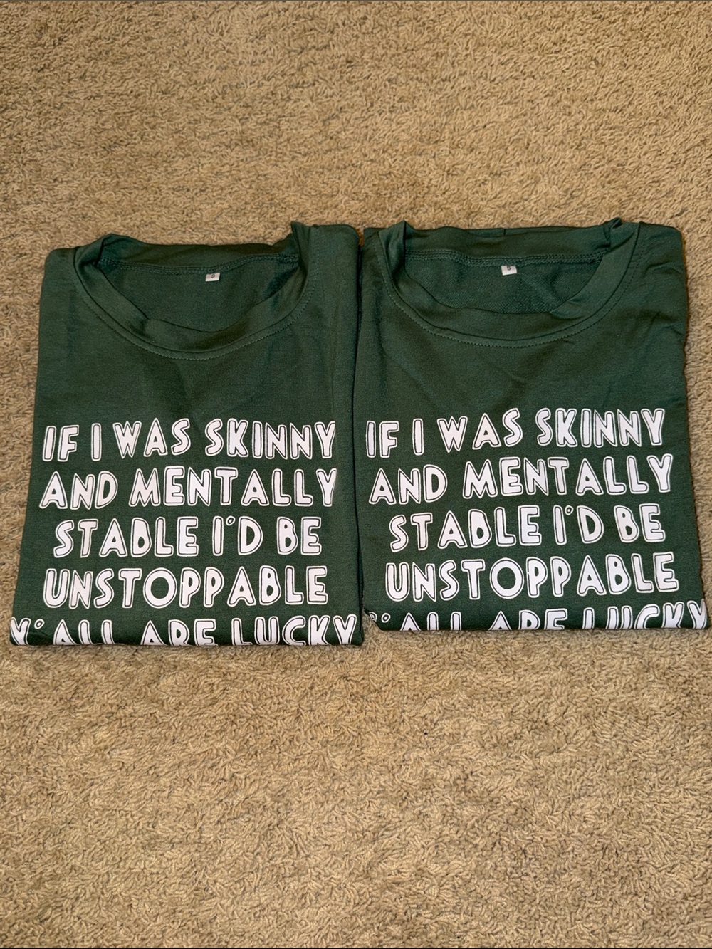Women’s Dark Green Graphic Crewneck Sweatshirt - Bold White Text